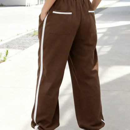 Tanming Women’s Side Stripe Baggy Jogger Sweatpants with Drawstring Waist