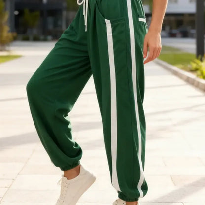 Tanming Women’s Side Stripe Baggy Jogger Sweatpants with Drawstring Waist