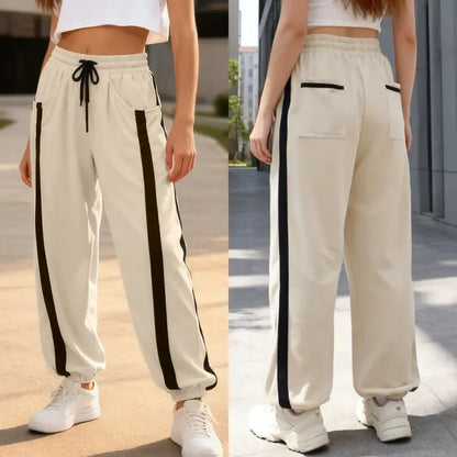 Tanming Women’s Side Stripe Baggy Jogger Sweatpants with Drawstring Waist