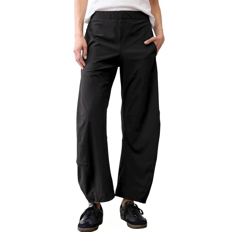 Tanming Women’s High-Waisted Stretch Barrel-Leg Pants with Pockets