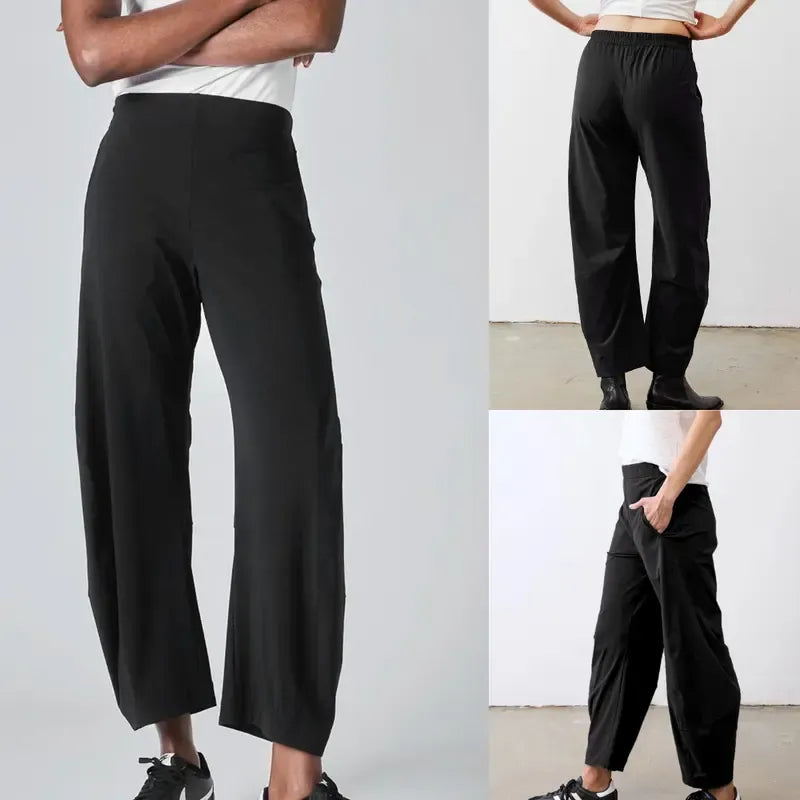 Tanming Women’s High-Waisted Stretch Barrel-Leg Pants with Pockets