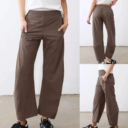 Tanming Women’s High-Waisted Stretch Barrel-Leg Pants with Pockets