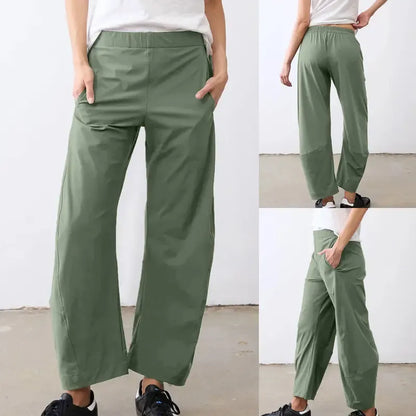 Tanming Women’s High-Waisted Stretch Barrel-Leg Pants with Pockets