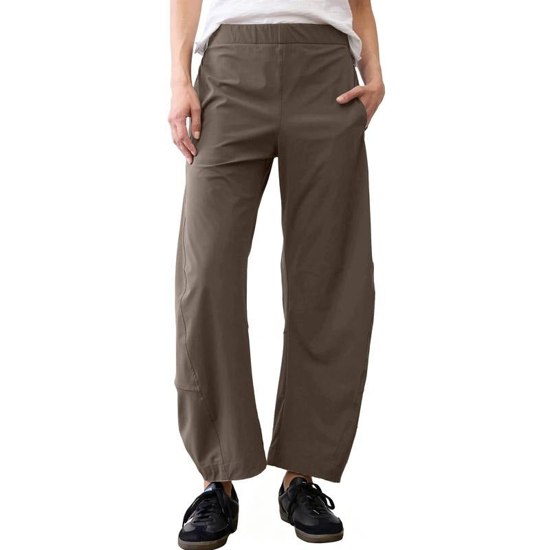 Tanming Women’s High-Waisted Stretch Barrel-Leg Pants with Pockets