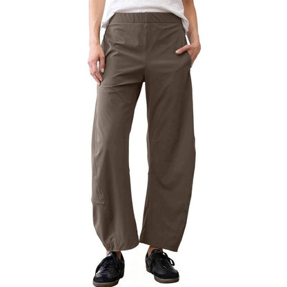 Tanming Women’s High-Waisted Stretch Barrel-Leg Pants with Pockets