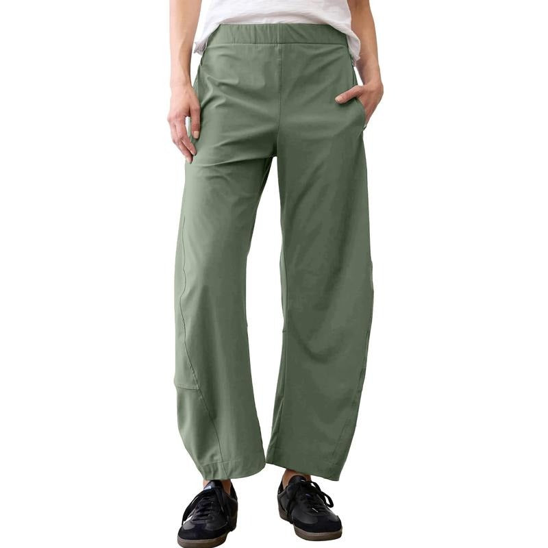 Tanming Women’s High-Waisted Stretch Barrel-Leg Pants with Pockets