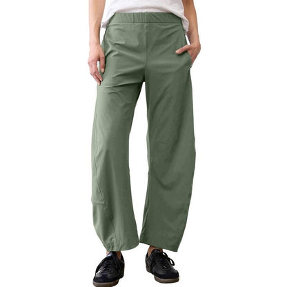 Tanming Women’s High-Waisted Stretch Barrel-Leg Pants with Pockets