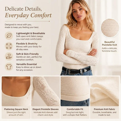 Women's Fitted Lace Long-Sleeve Sweater
