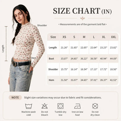 Women's Floral-Print Mock-Neck Long-Sleeve Top
