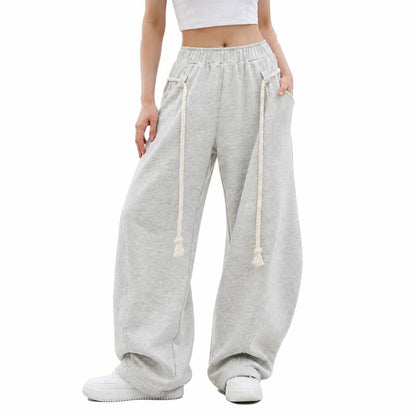 Tanming Women’s Oversized Barrel-Leg Sweatpants with Rope Detail