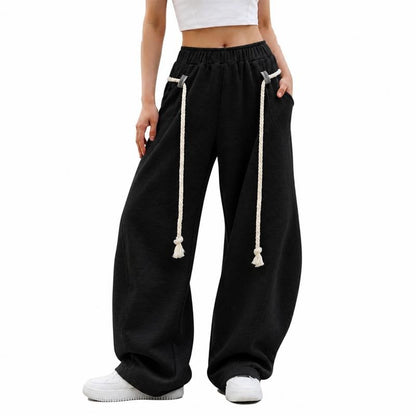 Tanming Women’s Oversized Barrel-Leg Sweatpants with Rope Detail