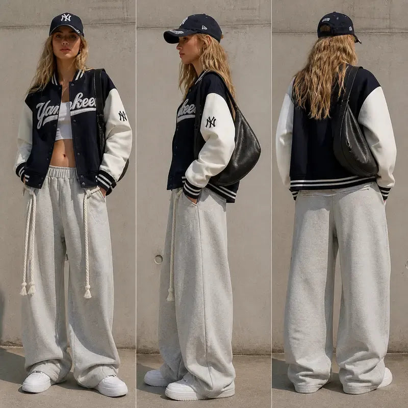 Tanming Women’s Oversized Barrel-Leg Sweatpants with Rope Detail