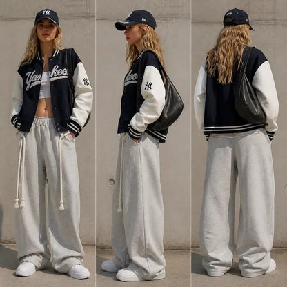 Tanming Women’s Oversized Barrel-Leg Sweatpants with Rope Detail