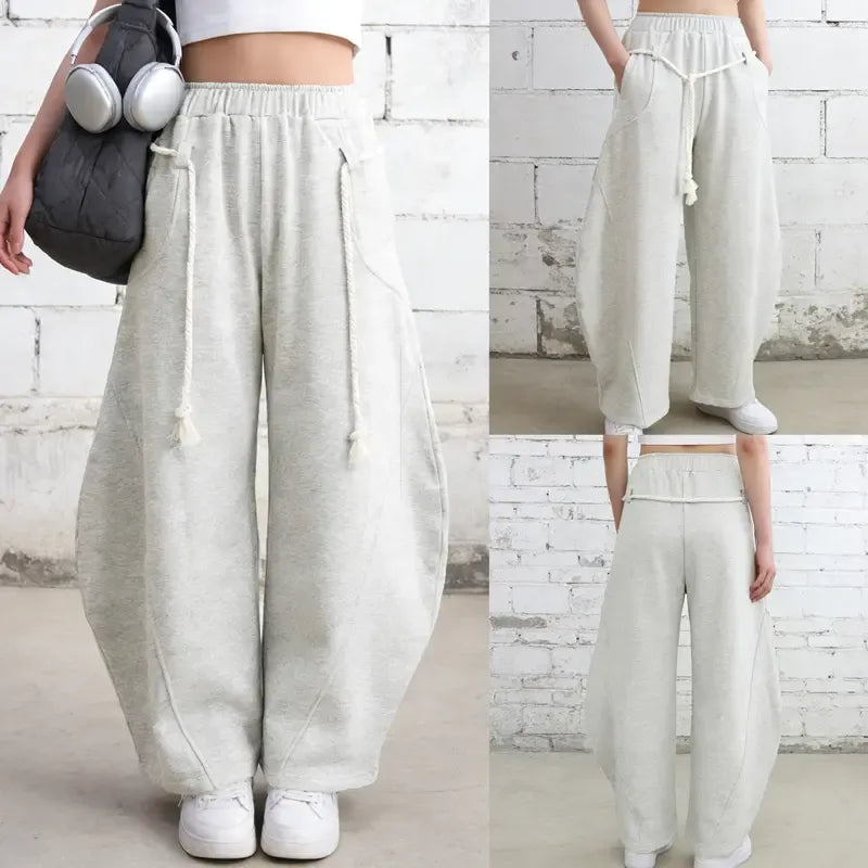 Tanming Women’s Oversized Barrel-Leg Sweatpants with Rope Detail