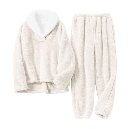 Tanming Women's Fleece Long-Sleeve 2-Piece Pajama Set with Pockets