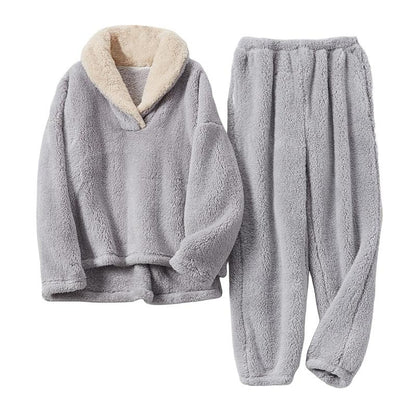 Tanming Women's Fleece Long-Sleeve 2-Piece Pajama Set with Pockets
