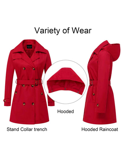 Tanming Women’s Belted Double-Breasted Trench Coat