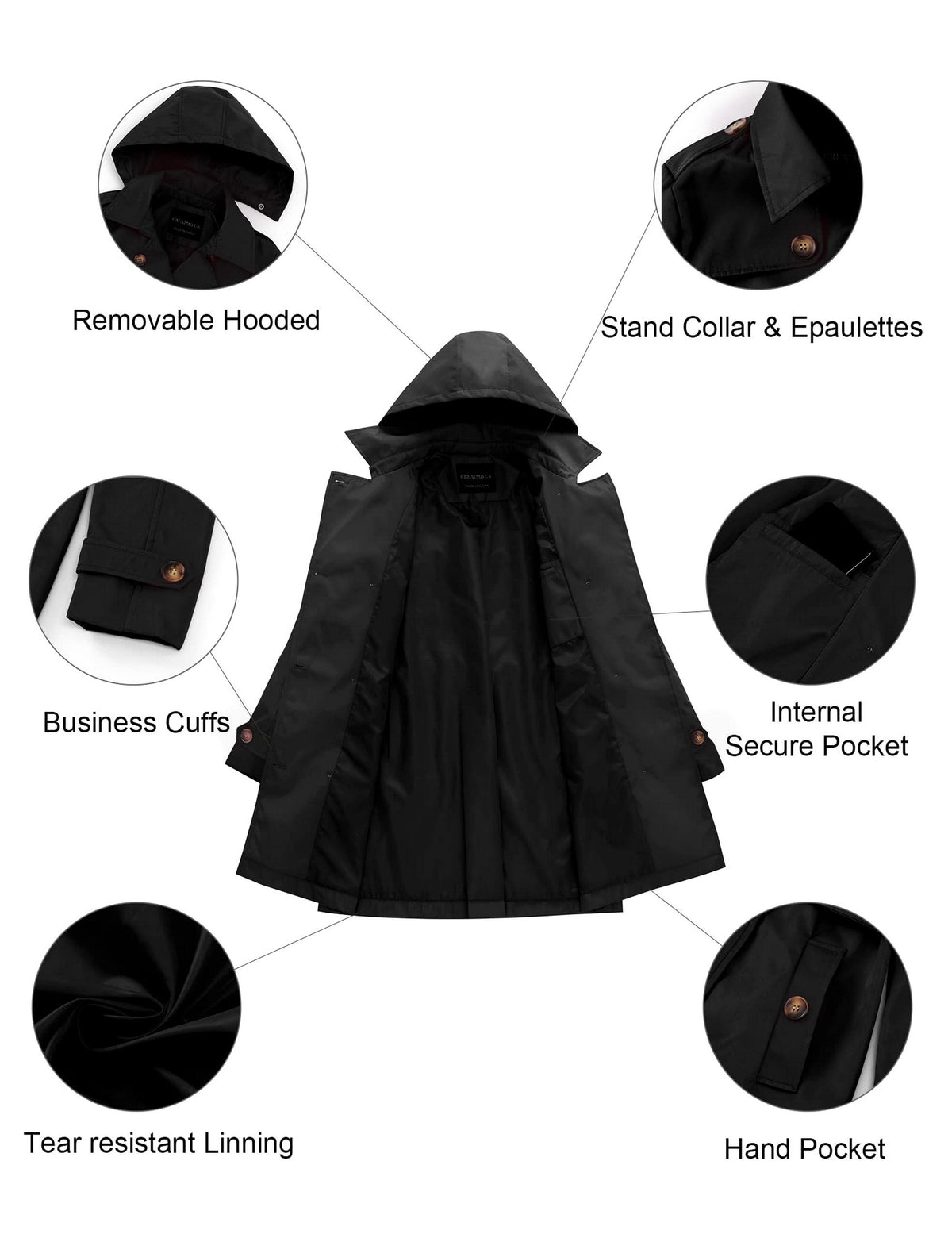 Tanming Women’s Belted Double-Breasted Trench Coat