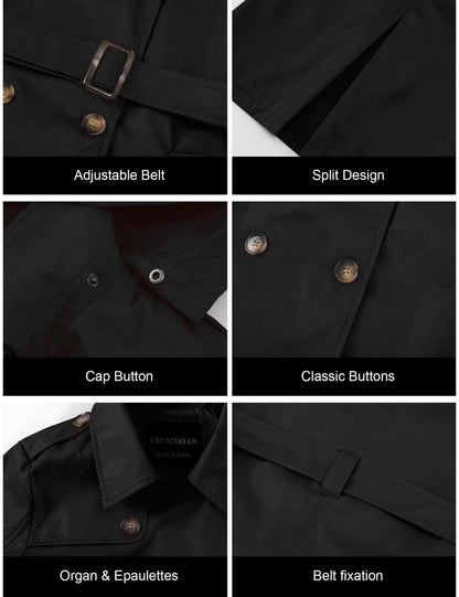 Tanming Women’s Belted Double-Breasted Trench Coat