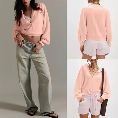 Tanming Women’s Long Sleeve Henley Knit Sweater