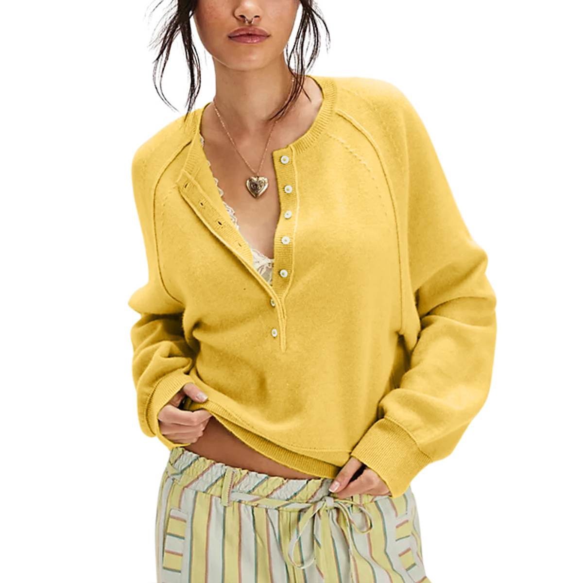 Tanming Women’s Long Sleeve Henley Knit Sweater