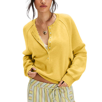 Tanming Women’s Long Sleeve Henley Knit Sweater