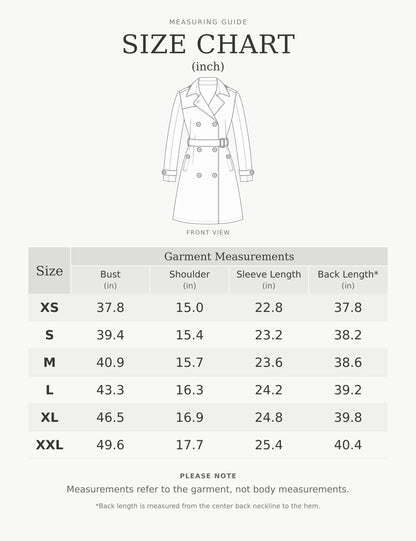 Tanming Women’s Belted Double-Breasted Trench Coat