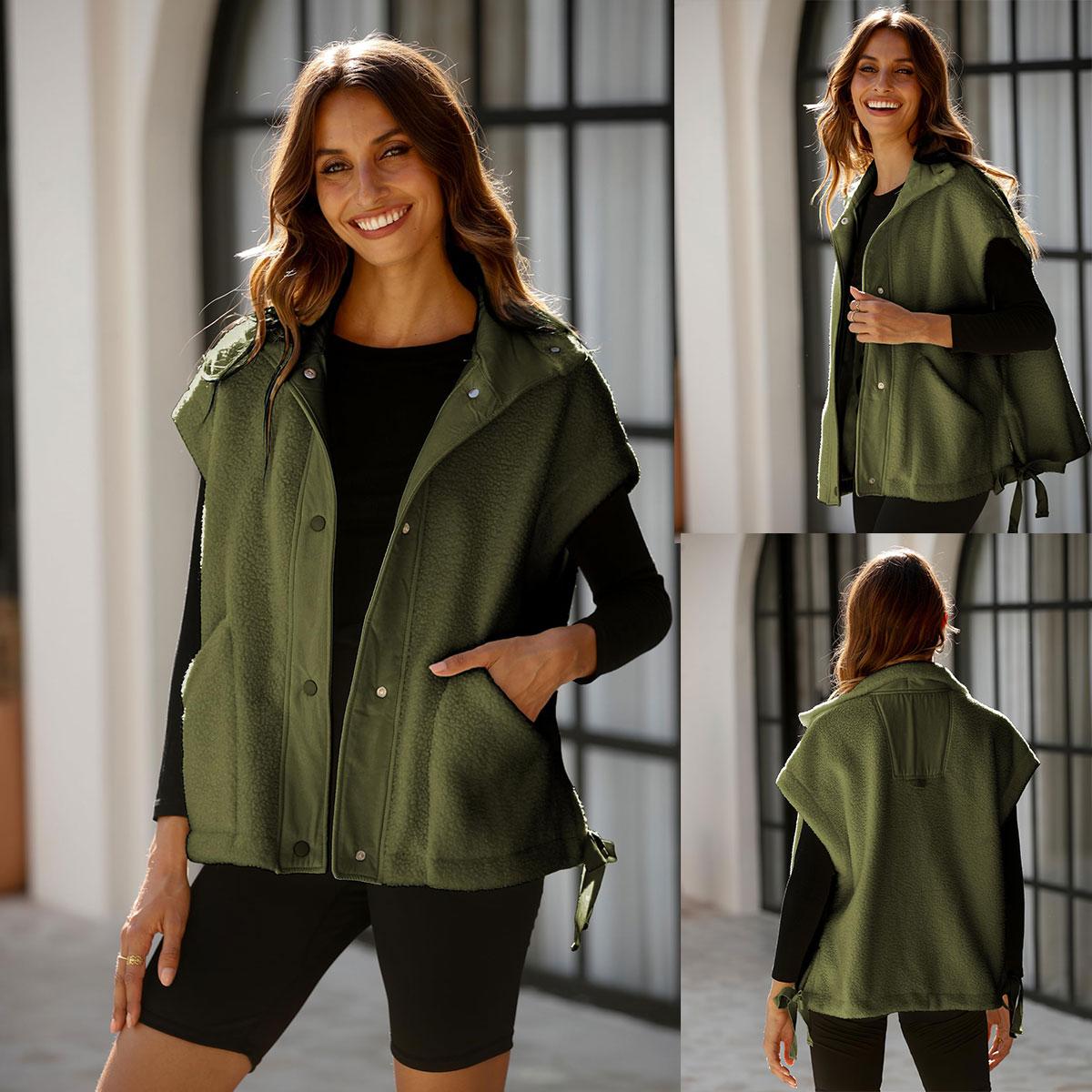 Women's Button-Down Sleeveless Fleece Vest design detail