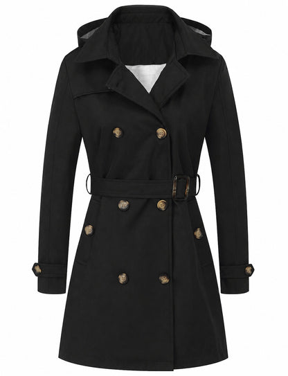 Tanming Women’s Belted Double-Breasted Trench Coat