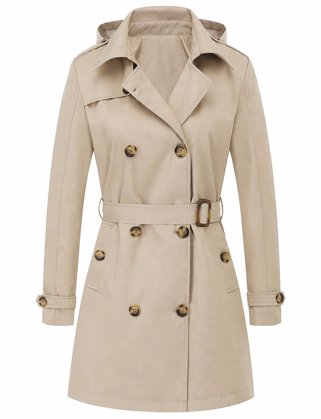 Tanming Women’s Belted Double-Breasted Trench Coat