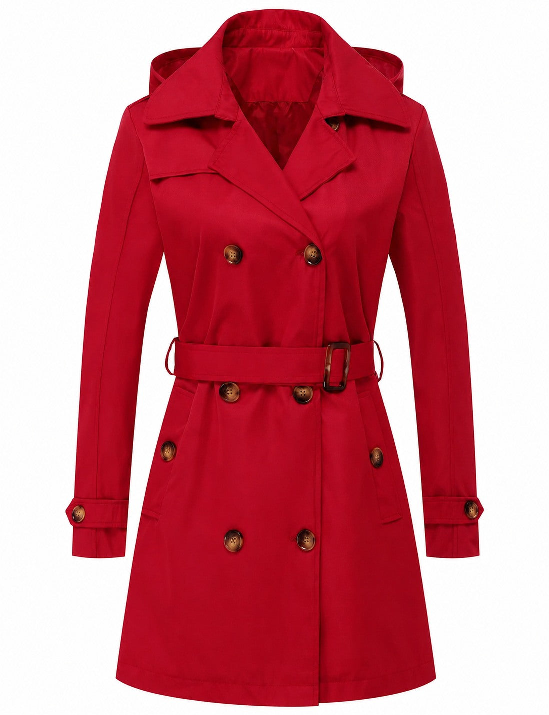 Tanming Women’s Belted Double-Breasted Trench Coat