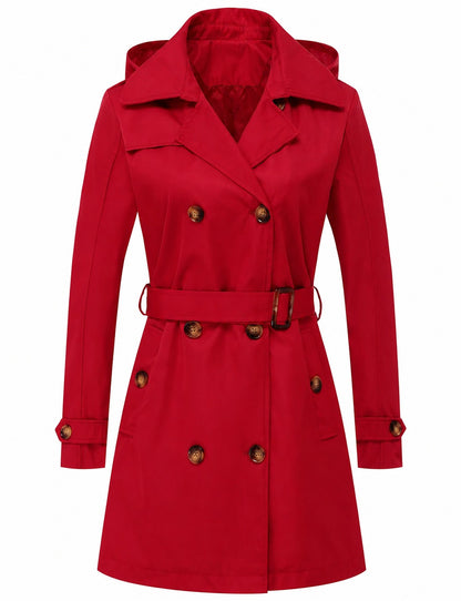 Tanming Women’s Belted Double-Breasted Trench Coat